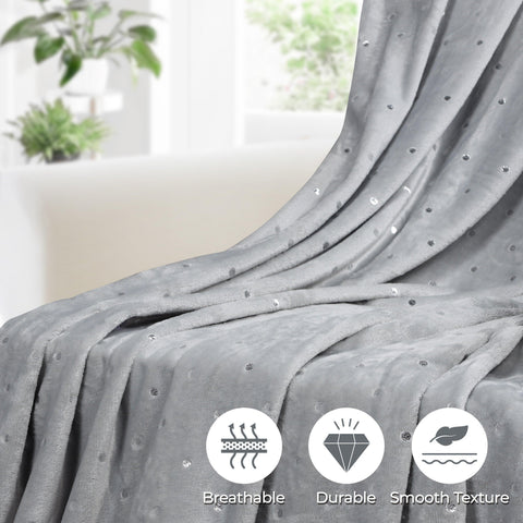 Fleece Plush Medium Weight Fluffy Soft Decorative Polka Dot Blanket