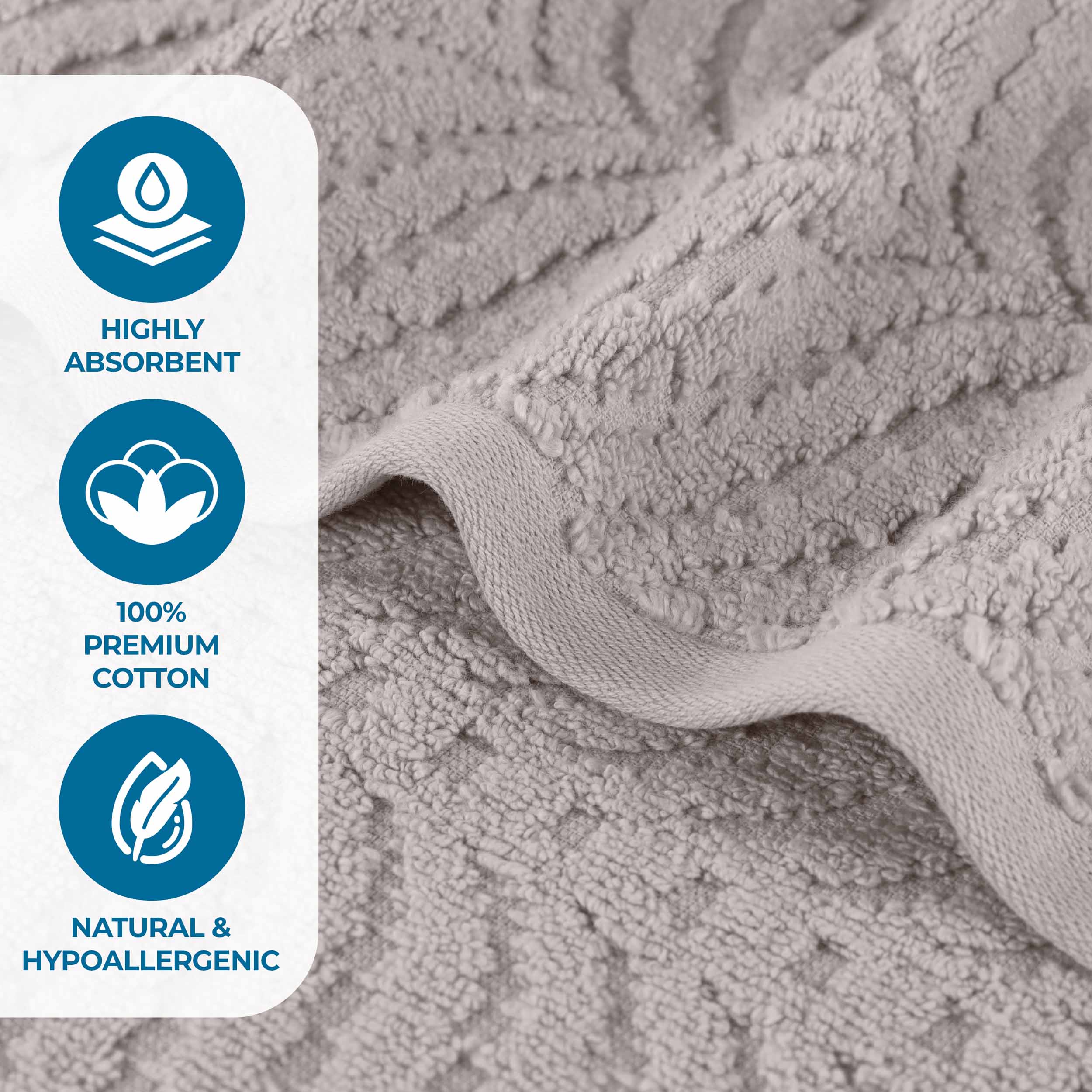 Chevron Zero Twist Solid and Jacquard Soft Cotton 12 Piece Towel Set