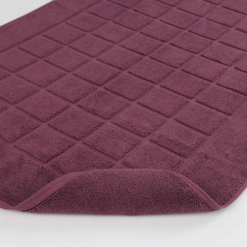 Nora Cotton Thick Solid Checkered Washable Bath Mat Set of 2
