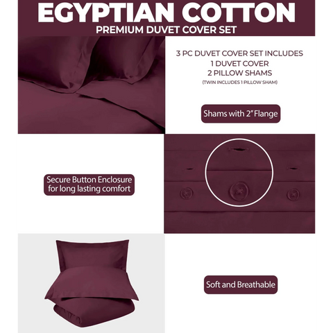 400 Thread Count Egyptian Cotton Solid Duvet Cover