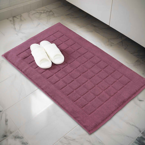 Nora Cotton Thick Solid Checkered Washable Bath Mat Set of 2
