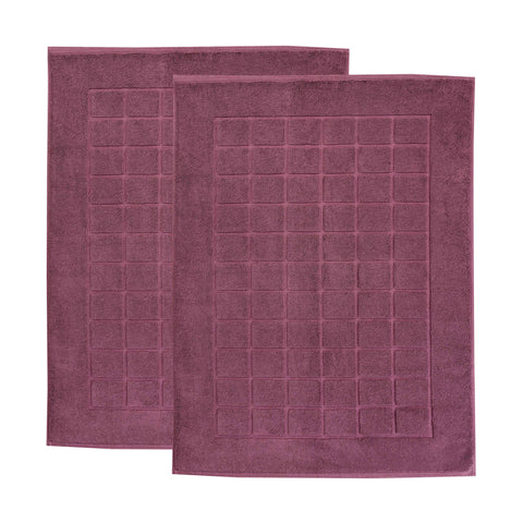 Nora Cotton Thick Solid Checkered Washable Bath Mat Set of 2