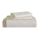 Lightweight Cotton Bedspread Set 3-Piece Remi Geometric Fringe Jacquard