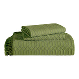 Lightweight Cotton Bedspread Set 3-Piece Remi Geometric Fringe Jacquard