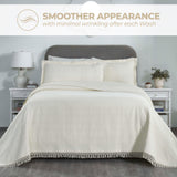 Lightweight Cotton Bedspread Set 3-Piece Remi Geometric Fringe Jacquard