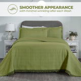 Lightweight Cotton Bedspread Set 3-Piece Remi Geometric Fringe Jacquard