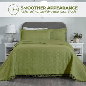 Remi Cotton Blend Jacquard Geometric Fringe Bedspread Set