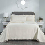 Lightweight Cotton Bedspread Set 3-Piece Remi Geometric Fringe Jacquard