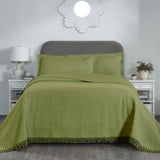 Lightweight Cotton Bedspread Set 3-Piece Remi Geometric Fringe Jacquard