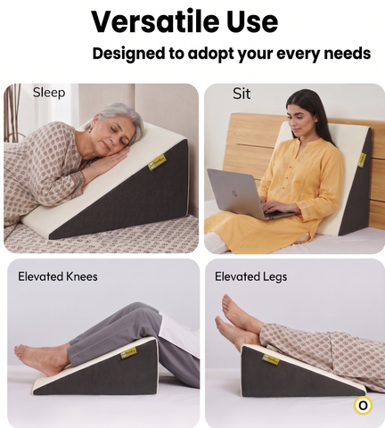 Multi-Purpose Bed Wedge Cushion – Back Support, Acid Reflux & Leg Elevation Pillow