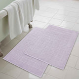 Nora Cotton Solid Absorbent Thick Checkered Washable Bath Mat Set of 2