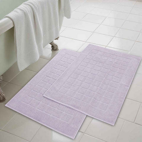 Nora Cotton Thick Solid Checkered Washable Bath Mat Set of 2