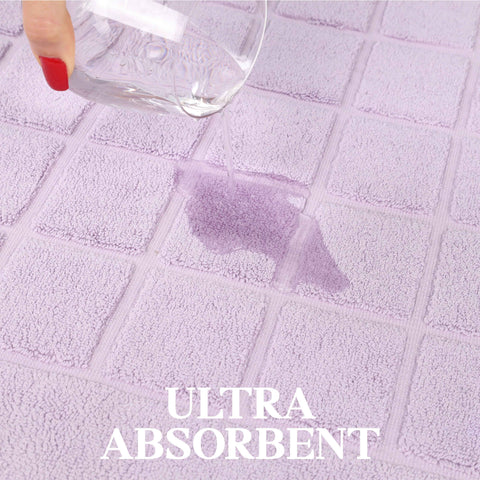 Nora Cotton Thick Solid Checkered Washable Bath Mat Set of 2