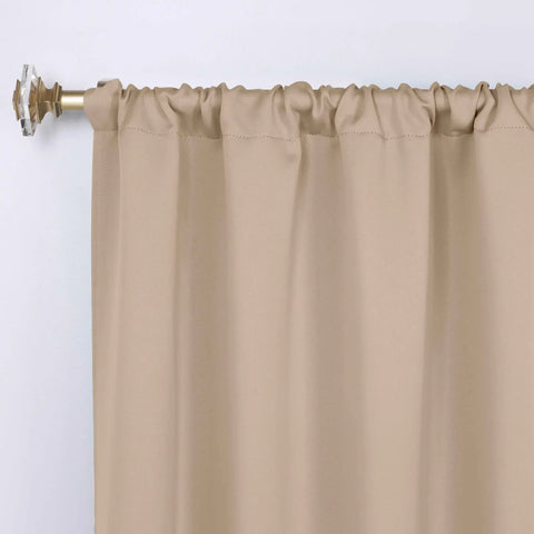 Solid Room Darkening Rod Pocket Blackout Curtain Panels, Set of 2