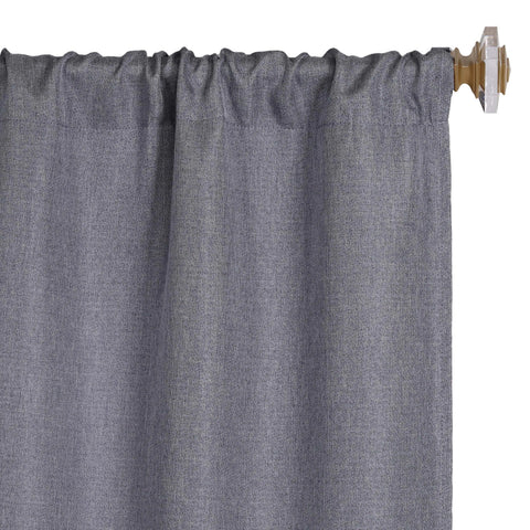Room Darkening Blackout Curtains Linen Pattern Washable Set of 2