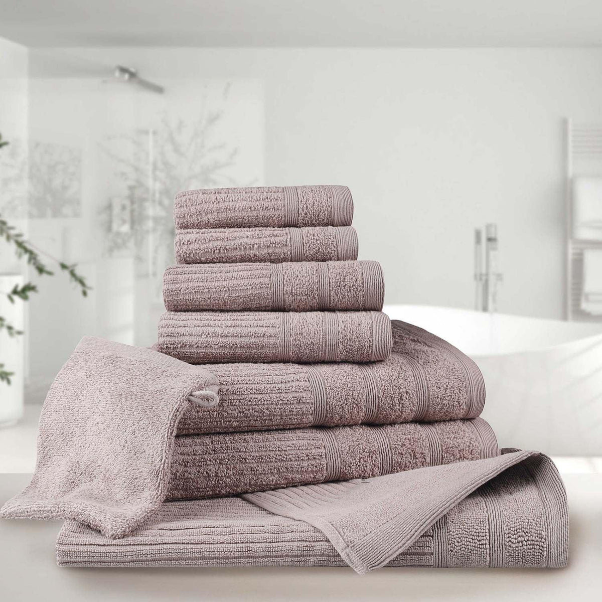 Egyptian Cotton 8 Piece Towel Set with Bath Mat and Hand Glove