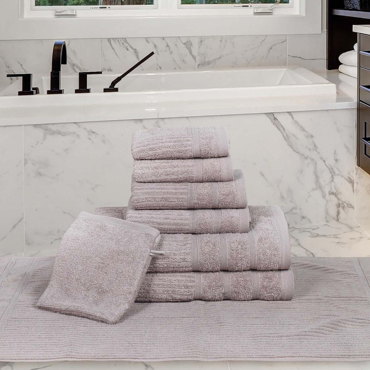 Egyptian Cotton 8 Piece Towel Set with Bath Mat and Hand Glove