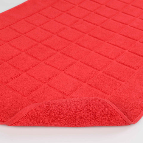 Nora Cotton Thick Solid Checkered Washable Bath Mat Set of 2