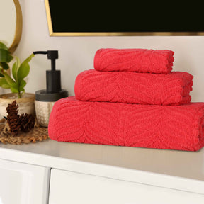 Chevron Zero Twist Jaquard Cotton 3 Piece Bathroom Towel Set