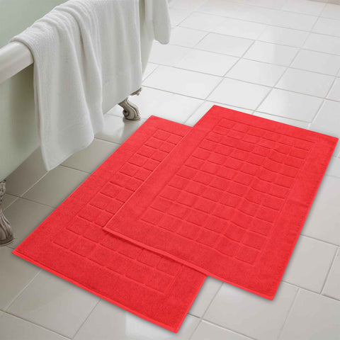 Nora Cotton Thick Solid Checkered Washable Bath Mat Set of 2