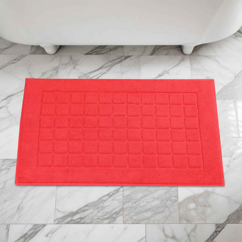 Nora Cotton Thick Solid Checkered Washable Bath Mat Set of 2