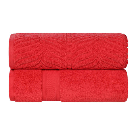 Chevron Zero Twist Solid and Jacquard Soft Cotton Bath Sheet Set of 2