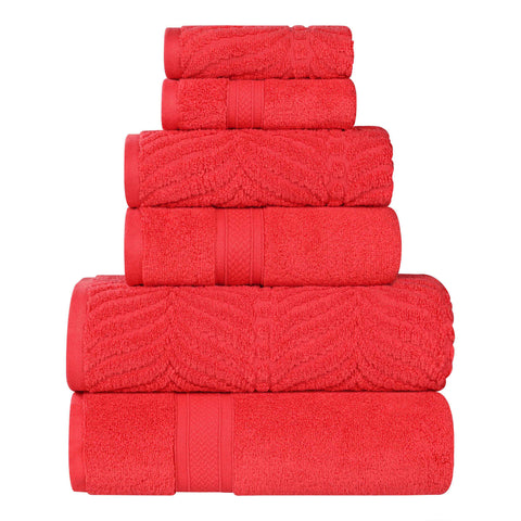 Chevron Zero-Twist Cotton Jacquard and Solid Towel Set 6 Piece