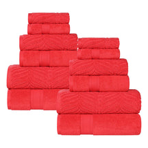 Chevron Zero Twist Solid and Jacquard Soft Cotton 12 Piece Towel Set