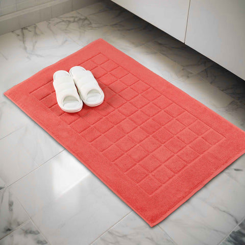 Nora Cotton Thick Solid Checkered Washable Bath Mat Set of 2