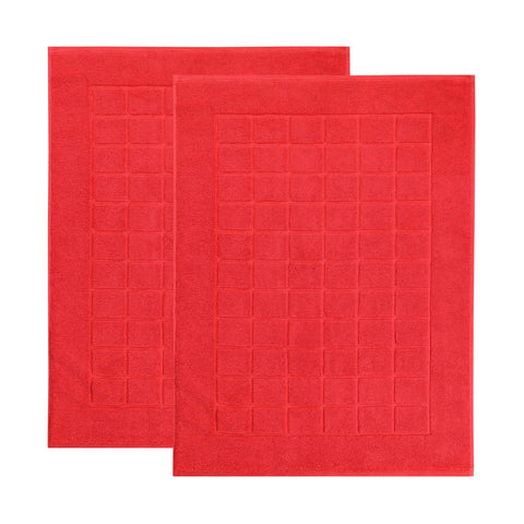 Nora Cotton Thick Solid Checkered Washable Bath Mat Set of 2