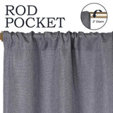 Linen Pattern Washable Room Darkening Blackout Curtains, Set of 2