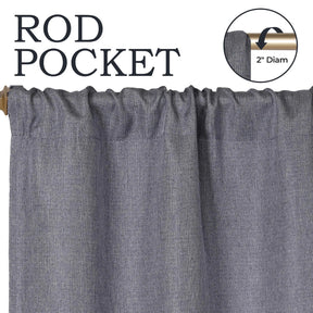 Linen Pattern Washable Room Darkening Blackout Curtains, Set of 2