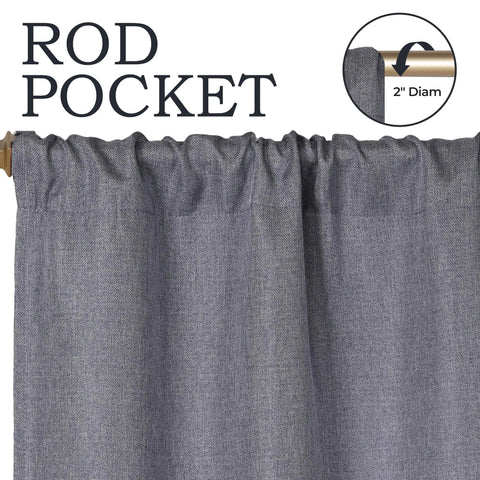 Room Darkening Blackout Curtains Linen Pattern Washable Set of 2