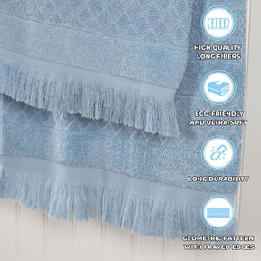 Rolla Cotton Geometric Jacquard Plush Soft Absorbent 3 Piece Towel Set