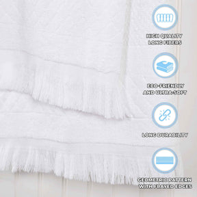 Rolla Cotton Geometric Jacquard Plush Soft Absorbent 3 Piece Towel Set