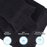 Rolla Cotton Geometric Jacquard Plush Face Towel Washcloth Set of 12