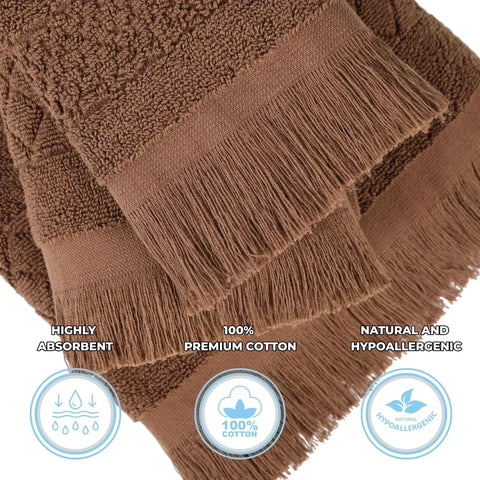 Rolla Cotton Geometric Jacquard Plush Soft Absorbent 9 Piece Towel Set
