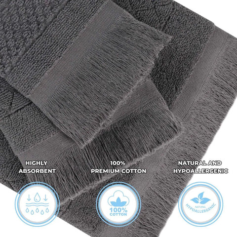 Rolla Cotton Geometric Jacquard Plush Absorbent Bath Sheet Set of 2