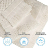 Rolla Cotton Geometric Jacquard Plush Soft Absorbent 12 Piece Towel Set