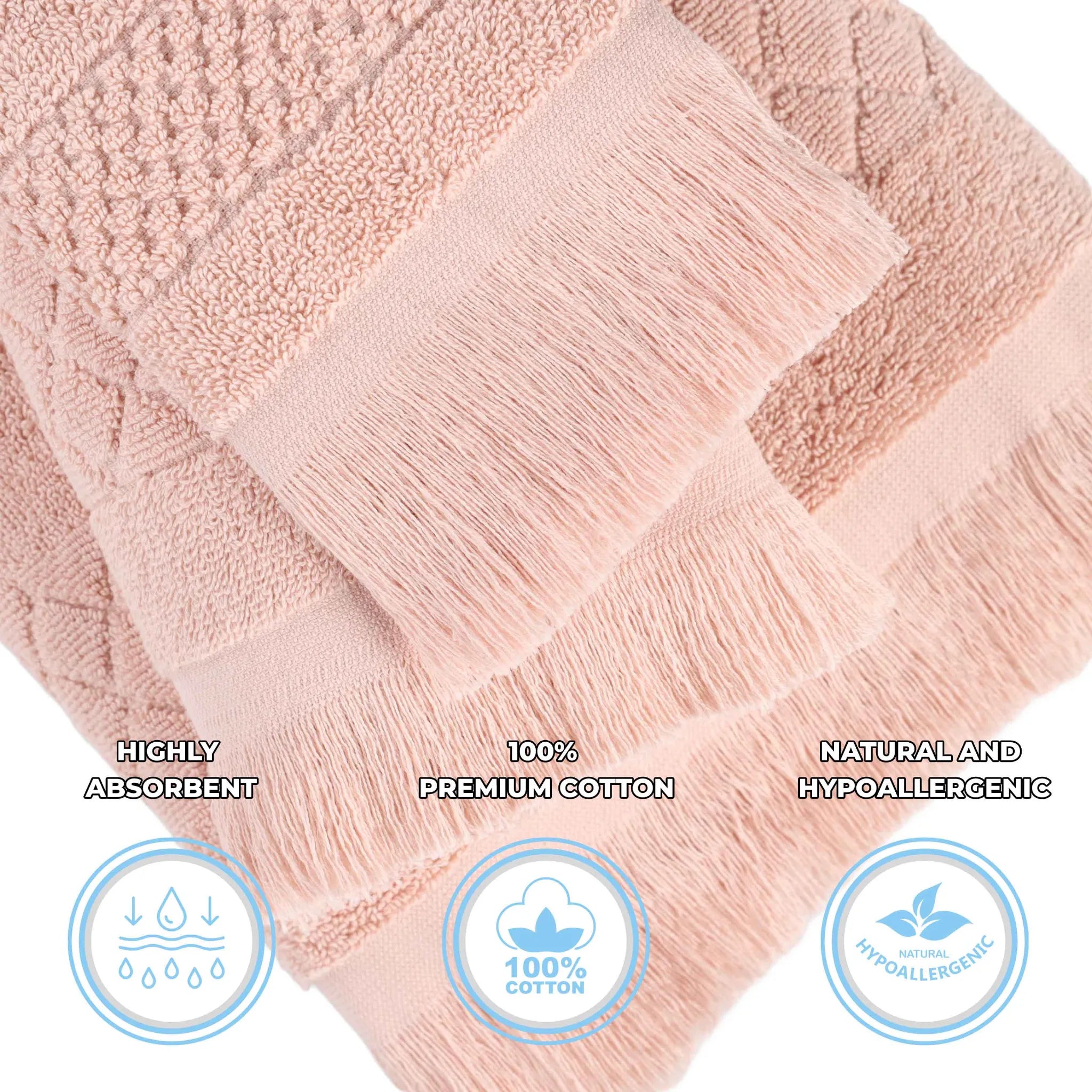 Rolla Cotton Geometric Jacquard Plush Face Towel Washcloth Set of 12