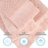 Rolla Cotton Geometric Jacquard Plush Face Towel Washcloth Set of 12