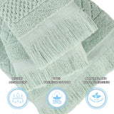 Rolla Cotton Geometric Jacquard Plush Face Towel Washcloth Set of 12