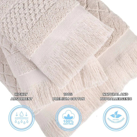 Rolla Cotton Geometric Jacquard Plush Absorbent Bath Sheet Set of 2