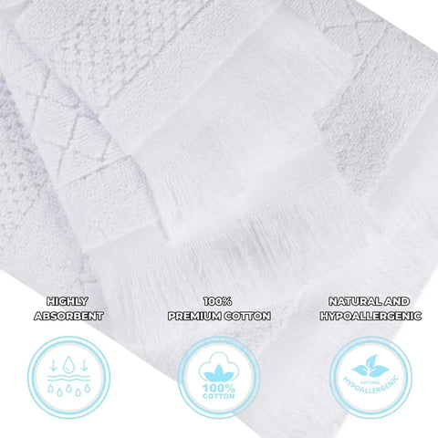 Rolla Cotton Geometric Jacquard Plush Soft Absorbent 9 Piece Towel Set