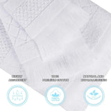 Rolla Cotton Geometric Jacquard Plush Soft Absorbent 8 Piece Towel Set