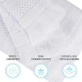 Rolla Cotton Geometric Jacquard Plush Soft Absorbent 3 Piece Towel Set