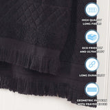 Rolla Cotton Geometric Jacquard Plush Face Towel Washcloth Set of 12