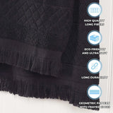 Rolla Cotton Geometric Jacquard Plush Soft Absorbent 3 Piece Towel Set