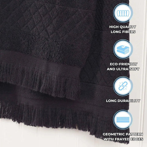 Rolla Cotton Geometric Jacquard Plush Absorbent Bath Sheet Set of 2