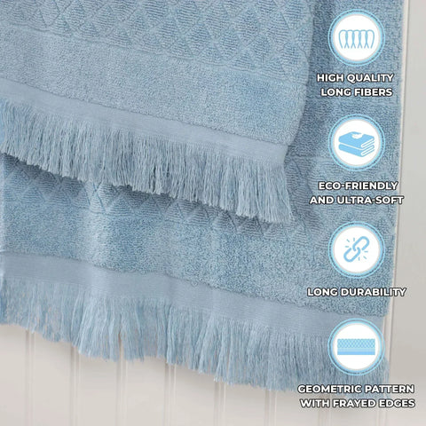 Rolla Cotton Geometric Jacquard Plush Soft Absorbent 9 Piece Towel Set